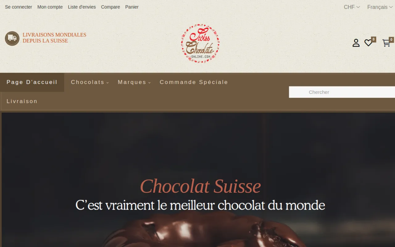 Swiss Chocolate Online — Réalisation web Next Level Group